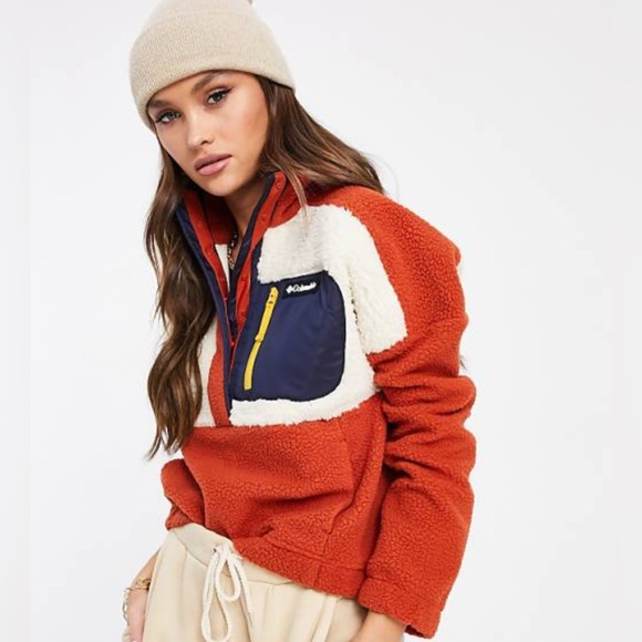 Columbia Tops - Columbia Lodge Sherpa Fleece Retro Outdoor Cozy Soft Pullover Sweatshirt Medium